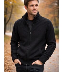 Ben Sherman Men's Black Zip-Up Sweater
